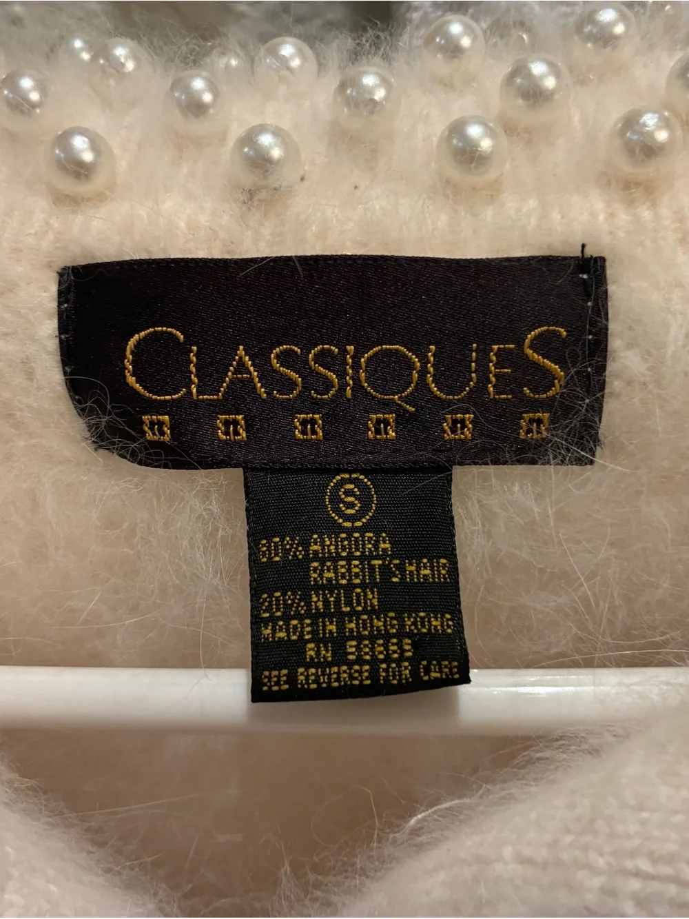 Classiques Entier Pearl-Collar Ivory Teddy Jacket with Crystal Accents retro